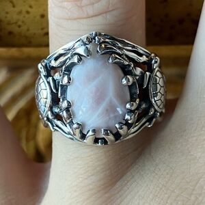 Natrolite Sterling Silver Sea Turtle Ring Size 8.25
